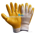 13 Guage White Nylon Liner Yellow Oil Resistant Nitrile Coated Safety Glove Discount